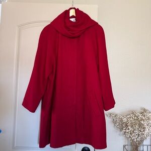 Casual Corner | Vintage Red 100% Wool Long Coat | Size 1X (23” P2P)